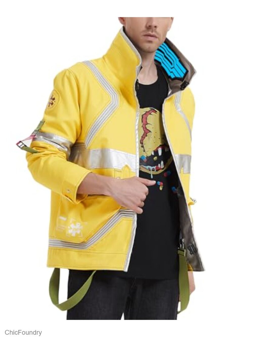 Men's Cosplay Parka Jacket with Luminous Collar, 100% Cotton, Winter Warm